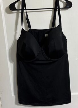 NWT Cacique Lane Bryant Black Lightly Lined Balconette Tankini Swim Top 44DD